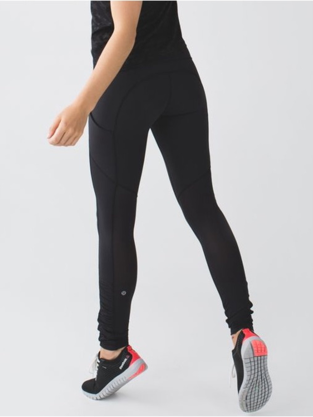 Lululemon Womens Sz 10 Leggings Speed Tight III (Mesh) Black Pockets Ruched